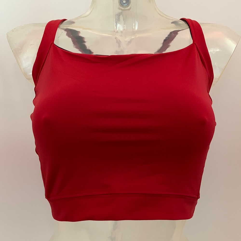 Luxury Matte Spandex CropTop Brick & Black M New